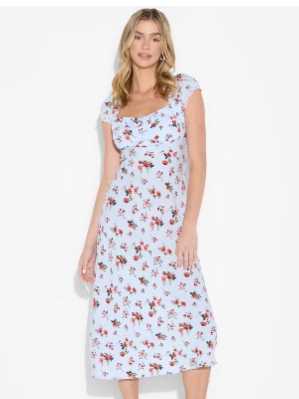 NWOT Wild Fable Floral Cut-Out Back Maxi Dress - Medium Light Blue